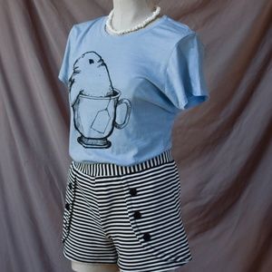 Mana-tea graphic tee with stripe high waist shorts
